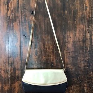 Frenchy of California Gold Midnight Leather Cross Bag Purse Clutch Vintage 80’s